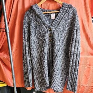 Faded Glory Gray Cable Knit Cardigan